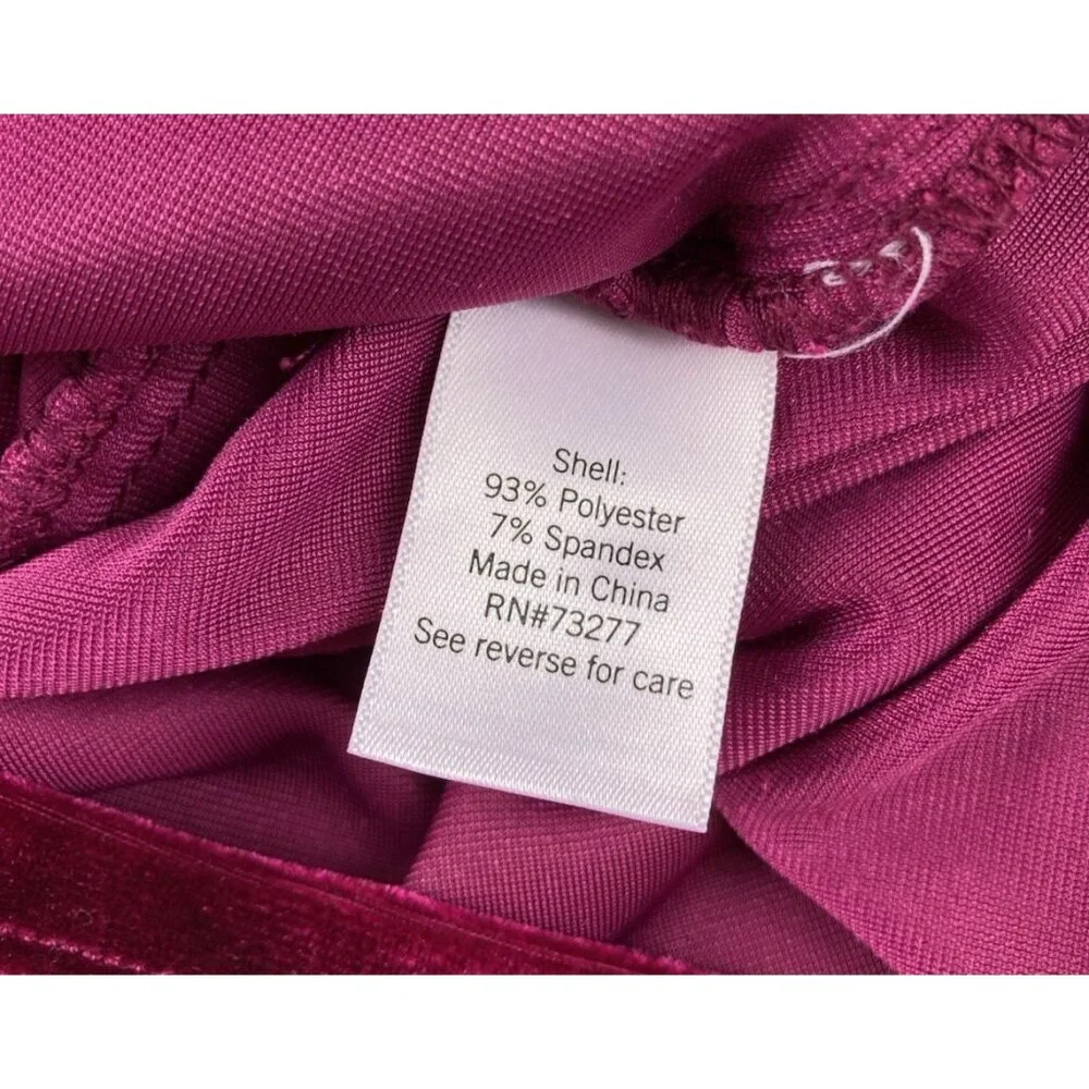 *Nine West Velvet Faux Wrap Dress 4X Tie Waist Holiday Christmas Deep-V Red Wine - Picture 6 of 7